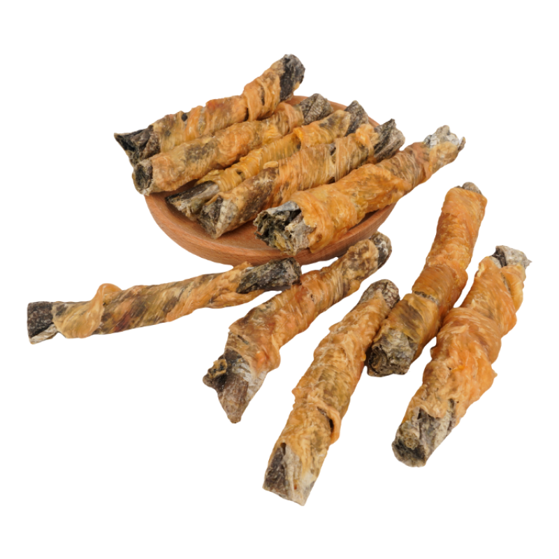 Codfish Skin Stick Factory - Chicken Wrap Codfish Skin Stick Squid Dried Cat Paw