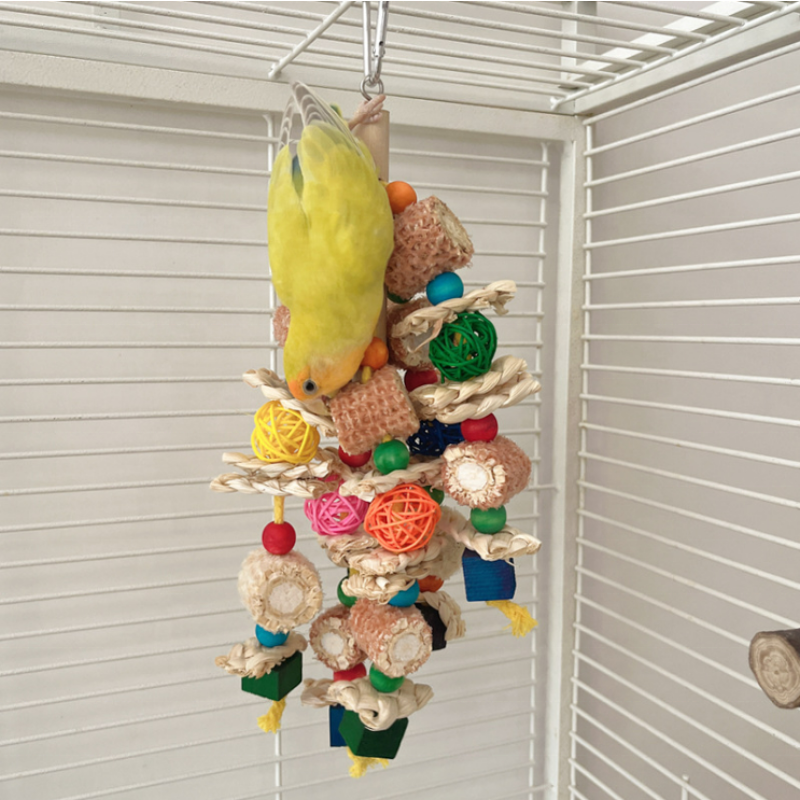 Bird Chewing Toy Factory - Large Parrot Multicolored Natural Wooden Blocks Tearing Chew Play
