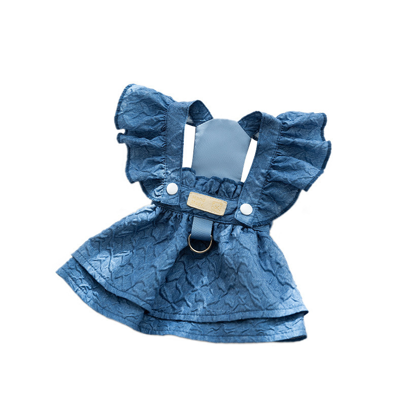 Pet Clothes Factory - Classic Cotton for Spring Summer XL Denim Dress Flying Sleeves