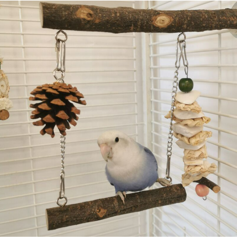 Bird Chewing Toy Manufacturer - Wholesale Large Parrot Natural Wooden Blocks Tearing Play Swing
