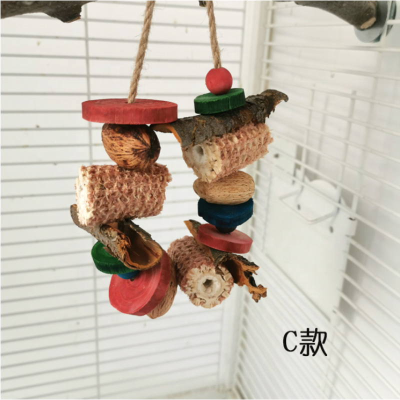 Parrot Toy Supplier - Wholesale Large Bird Chewing Toy Natural Wooden Blocks Tearing Chew