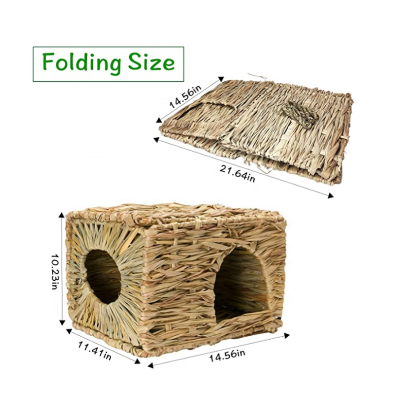 Rabbit House Factory - Grass House Bunny Hut Natural Grass Woven Foldable Play Hideaway