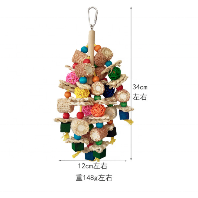 Bird Chewing Toy Factory - Large Parrot Multicolored Natural Wooden Blocks Tearing Chew Play