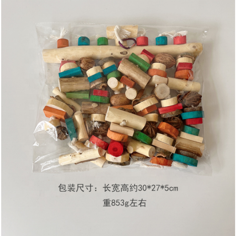 Bird Toy Manufacturer - Large Parrot Chewing Toy Multicolored Natural Wooden Blocks Tearing