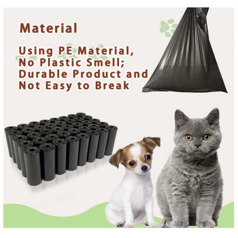 Dog Poop Bags Factory - Black Easy Carry Sturdy Leak-Proof Outdoor Walk Travel Kraft