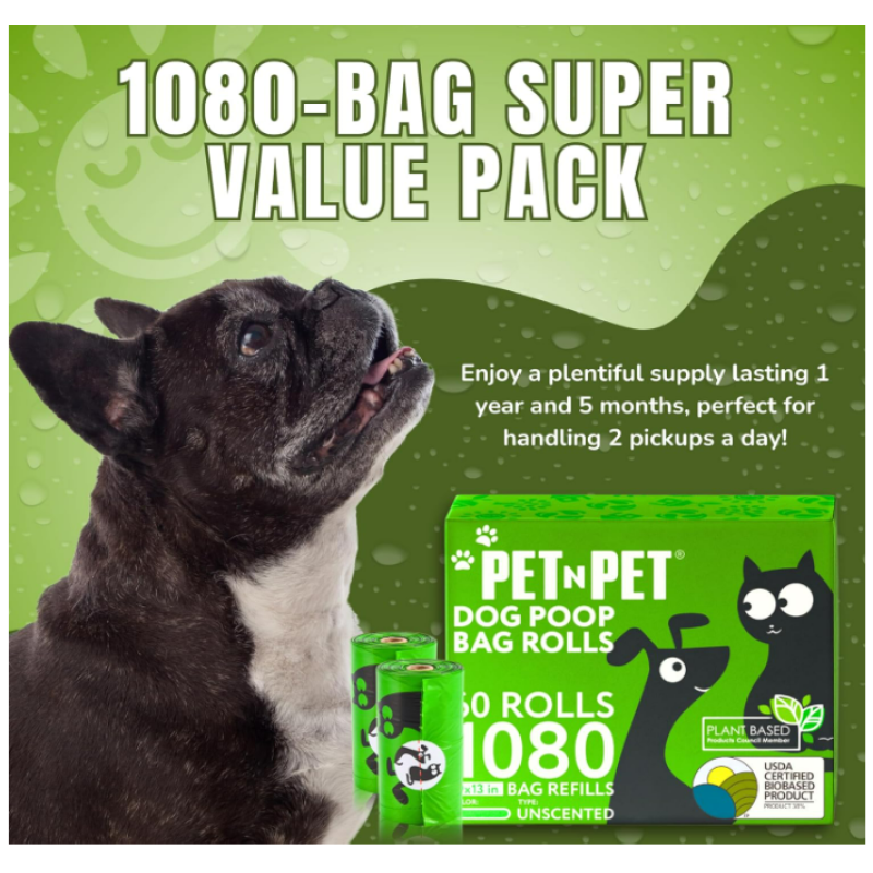 Poop Bags Manufacturer - Factory Price Green Plant Based PE Extra Thick Rolls Unscented