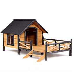 Pet Cabin Supplier - Cabin Style Elevated Weather Waterproof Outdoor Large Lodge with Porch