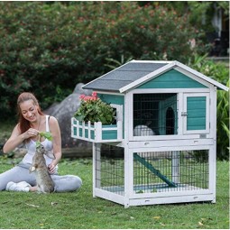 Rabbit Hutch Supplier - Outdoor Hutch with Run 31.5" X 26" X 46" for Rabbits