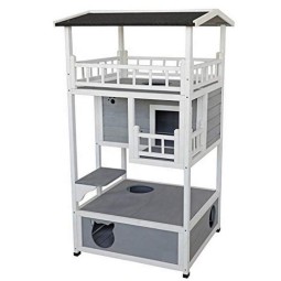Outdoor Cat House Supplier - 31"L X 30"W X 56"H Ideal Shelter Weatherproof Three Floors
