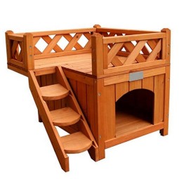 Pet Kennel Factory - Wooden Dog House/Kennel with Balcony for Indoor Outdoor Use