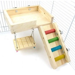 Pet Toy Factory - Ray Wooden Swing Ladder Resting Platform Set Mouse Chinchilla Rat