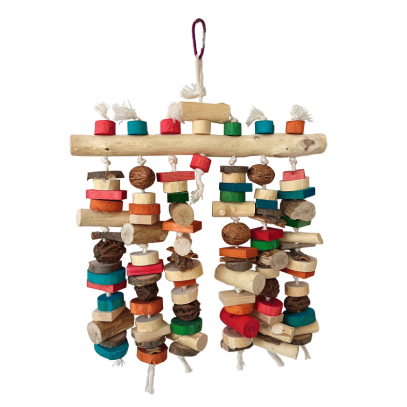 Bird Toy Manufacturer - Large Parrot Chewing Toy Multicolored Natural Wooden Blocks Tearing