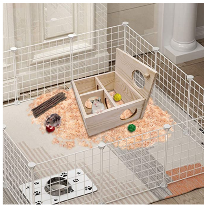 Pet Habitat Manufacturer - Multi-Chamber Hamster House Maze Multi-Room Pine Wooden Hideout