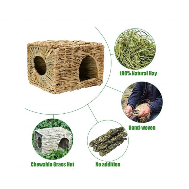 Rabbit House Factory - Grass House Bunny Hut Natural Grass Woven Foldable Play Hideaway