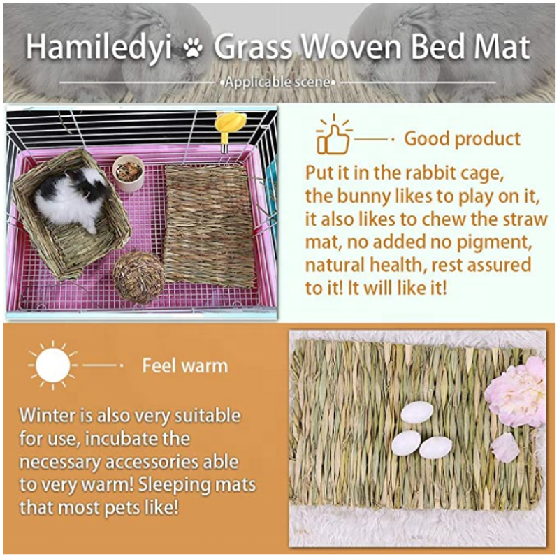 Small Animal Chew Toy Factory - Grass Mat Rabbit Bunny Chew Toys Woven Bed Mat Guinea