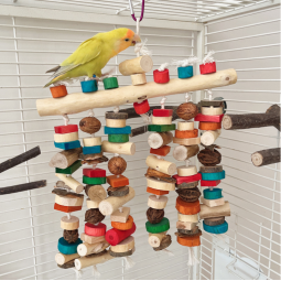 Bird Toy Manufacturer - Large Parrot Chewing Toy Multicolored Natural Wooden Blocks Tearing