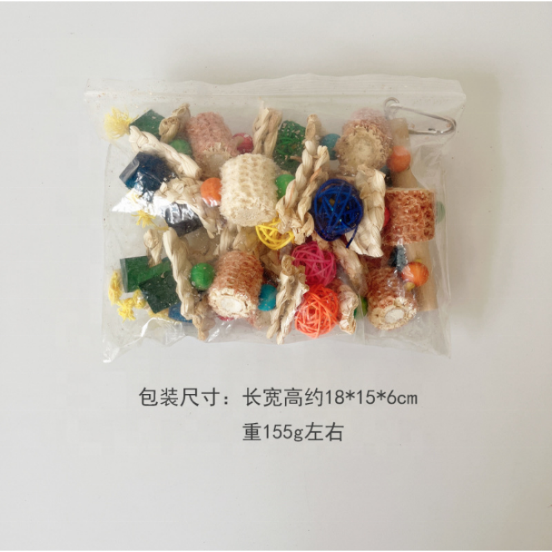 Bird Chewing Toy Factory - Large Parrot Multicolored Natural Wooden Blocks Tearing Chew Play