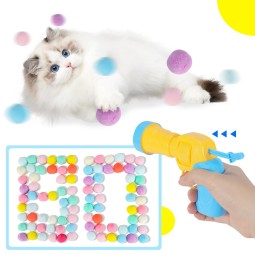 Cat Toy Set Manufacturer - Colorful Interactive Plastic Table Tennis Gun Launcher Set