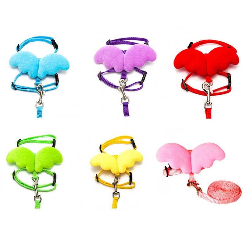 Dog Harness Set Factory - Comfortable Breathable Adjustable Angel Wing Leash Set