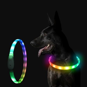 LED Dog Collar Supplier - Waterproof Cuttable USB Rechargeable Silicone Light Up