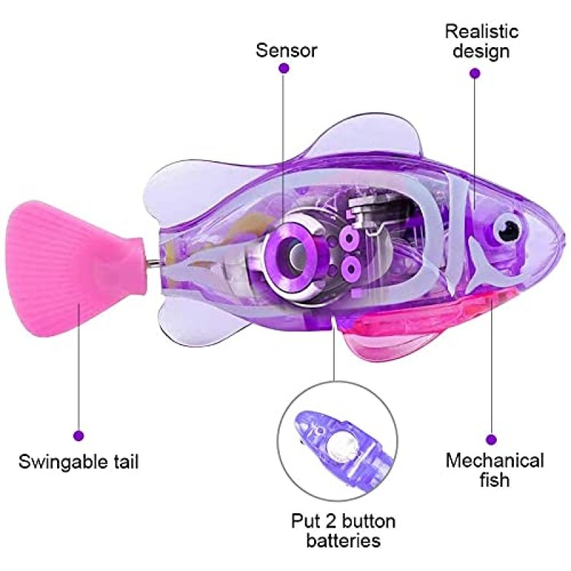 Robot Fish Toy Supplier - Custom Interactive LED Light Swimming Bath Plastic Fish