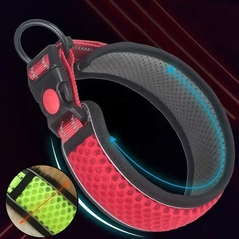 Pet Collar Supplier - 3M Reflective Stripes Breathable Mesh Nylon Webbing