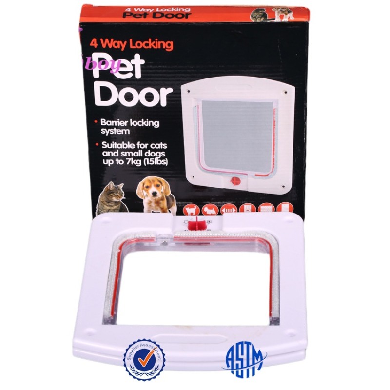 Pet Door Manufacturer - White Frame 4 Way Locking Magnetic Pet Cat Flap