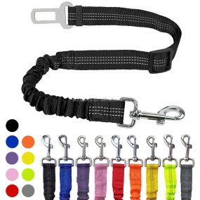 Dog Seat Belt Factory - Adjustable Reflective Elastic Nylon Bungee Safety