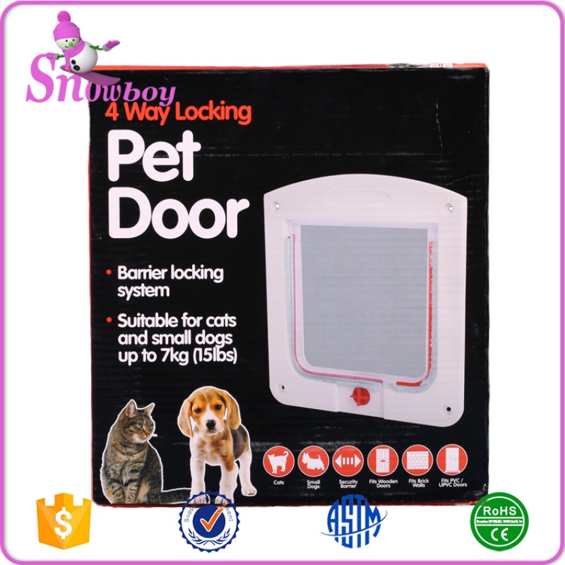 Pet Door Manufacturer - White Frame 4 Way Locking Magnetic Pet Cat Flap