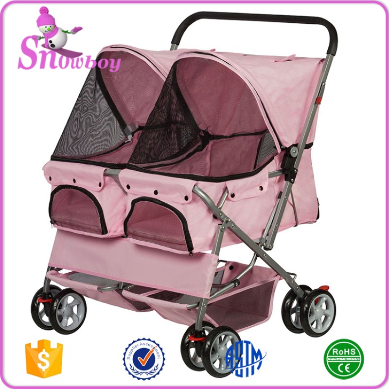 Pet Stroller Manufacturer - Twin Double Foldable 4 Wheel Travel Carrier