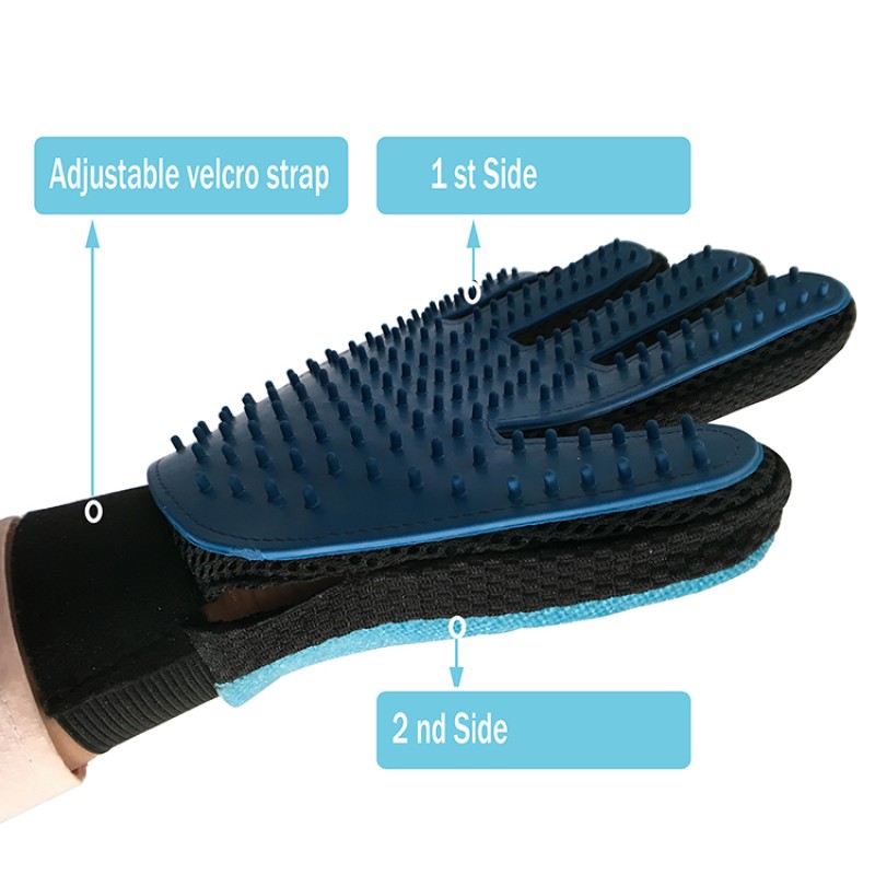 Pet Grooming Glove Manufacturer - Custom 2-in-1 Deshedding Bath Glove Silicone Nylon