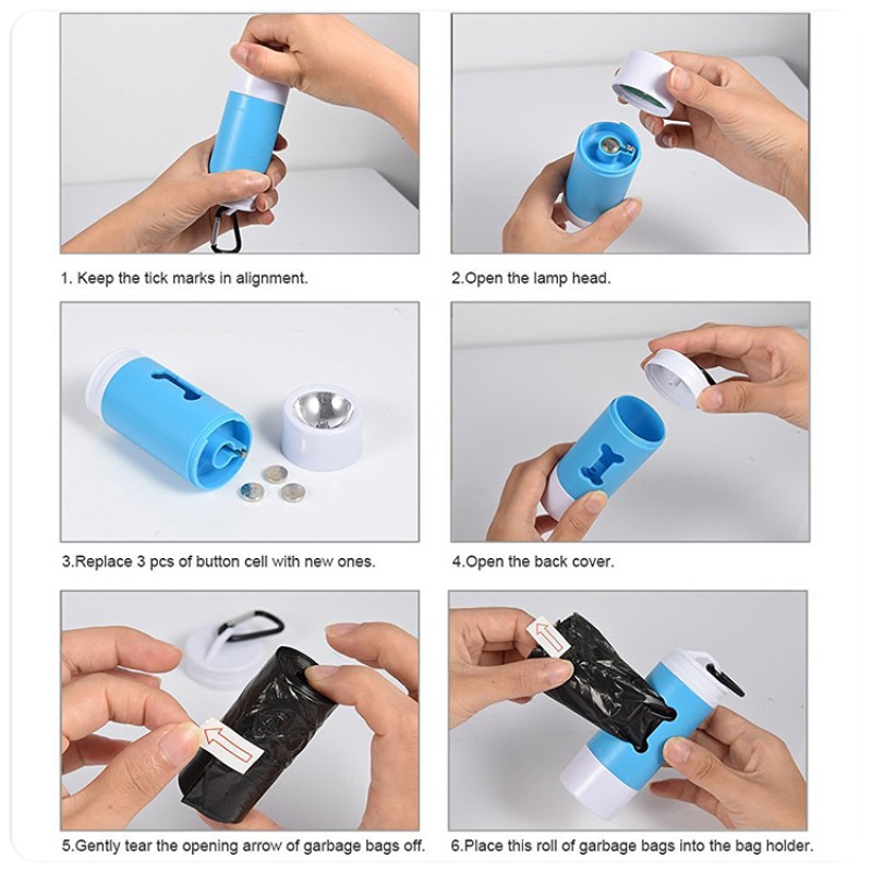 Poop Bag Dispenser Factory - Premium Bulk LED Flashlight PP Dog Shaped with Carabiner