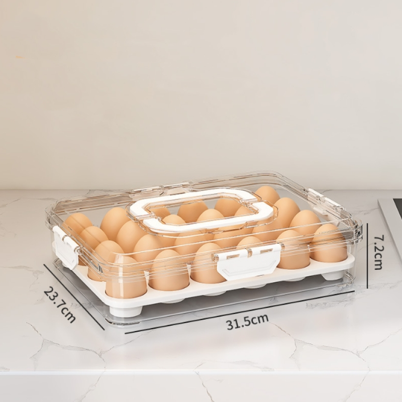 Egg Storage Box Factory - Portable Plastic Egg Box with Lid Handle Stackable Dividers