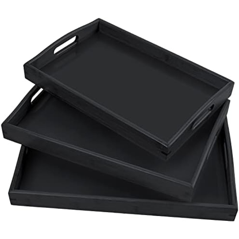 Bamboo Serving Tray Supplier - Black Handles Kitchen Platters