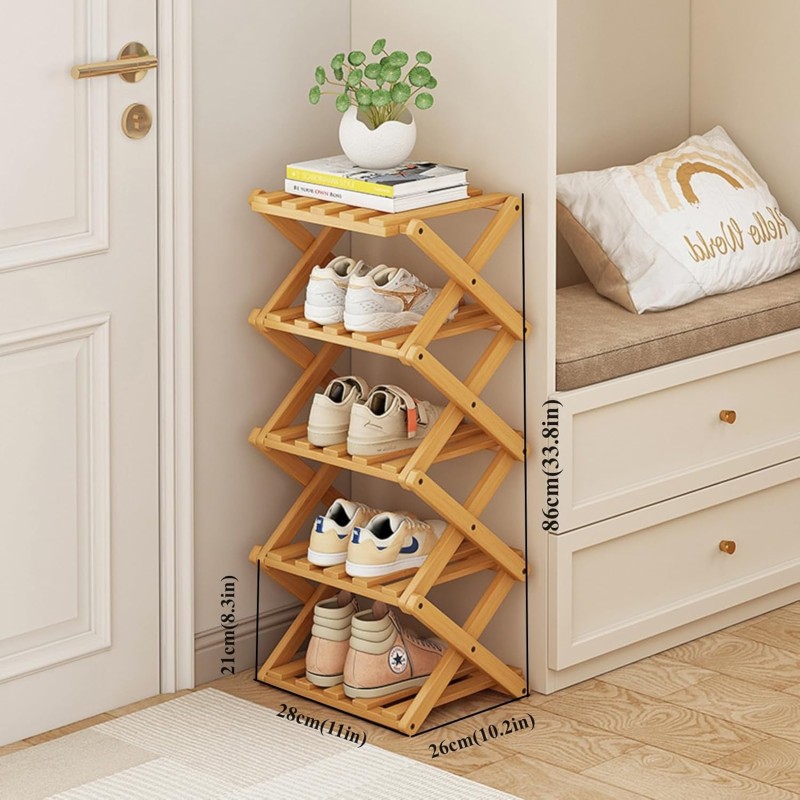 Bamboo Shoe Rack Supplier - 5 Layer Free Standing Multifunctional