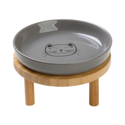 Elevated Cat Bowl Manufacturer - Wide Ceramic Bamboo Rack