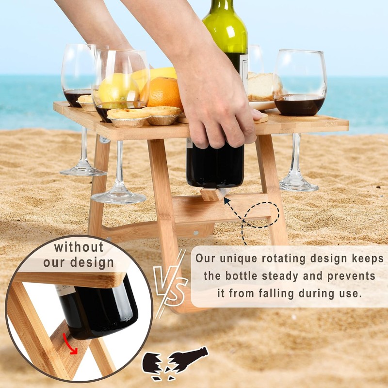 Bamboo Picnic Table Manufacturer - Folding Wine Cheese Tray