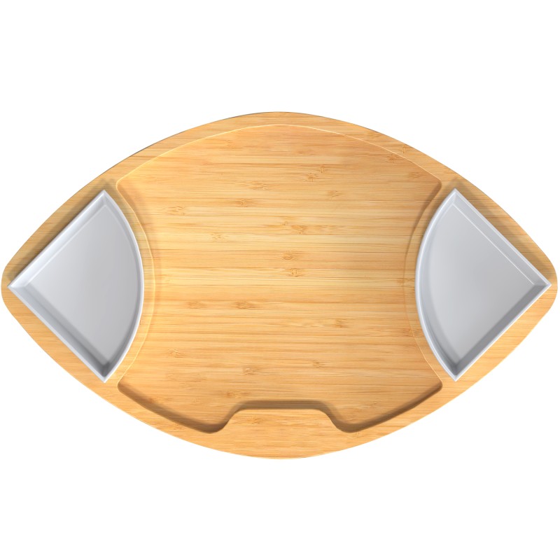 Bamboo Serving Tray Factory - Football Shaped with Dip Trays