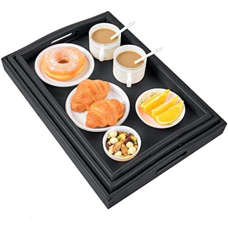 Bamboo Serving Tray Supplier - Black Handles Kitchen Platters