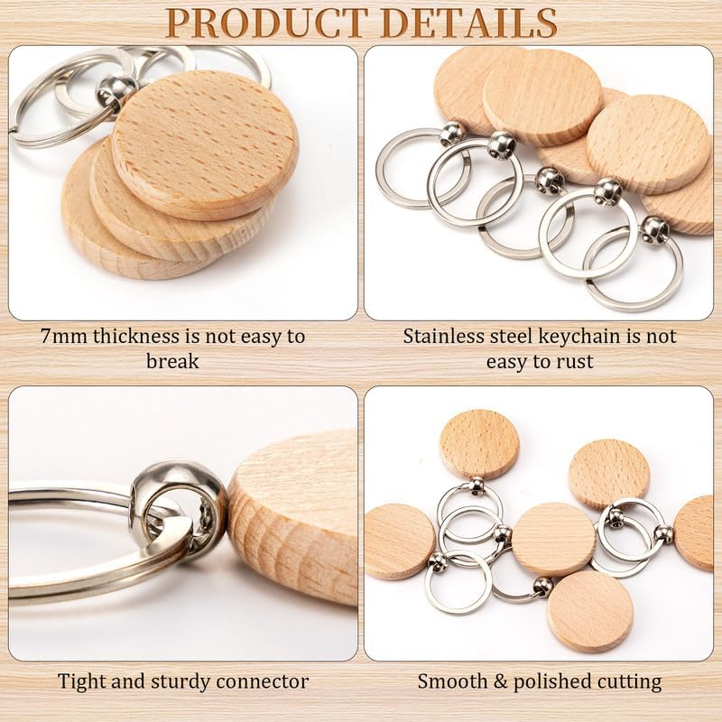 Bamboo Keychain Blanks Supplier - Unfinished Wood Rounds DIY
