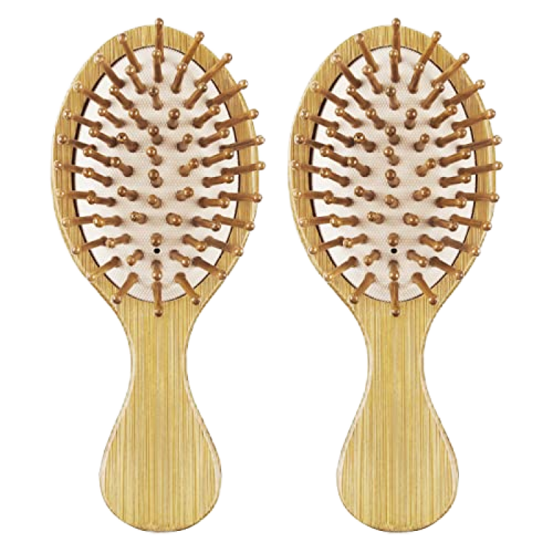 Bamboo Travel Brushes Manufacturer - 2 PCS Wooden Bristles Detangler