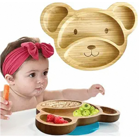 Bamboo Snack Plate Manufacturer - Cartoon Bear Fruit Design