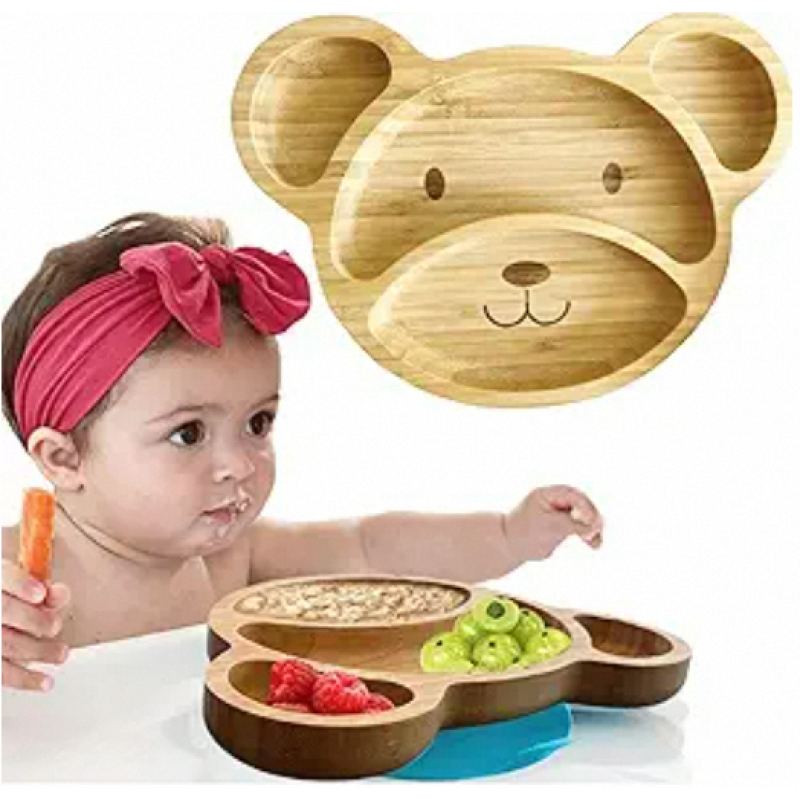 Bamboo Snack Plate Manufacturer - Cartoon Bear Fruit Design
