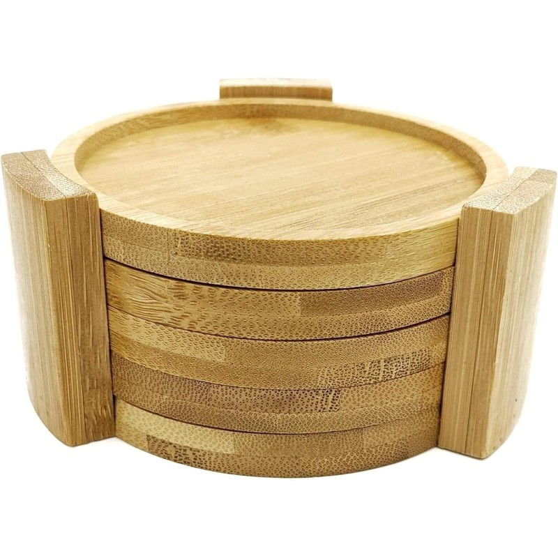 Bamboo Coaster Set Factory - Natural Wood Drink Holders Bulk