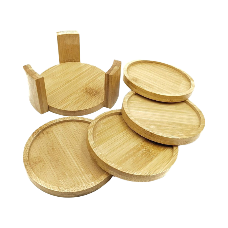 Bamboo Coaster Set Factory - Natural Wood Drink Holders Bulk