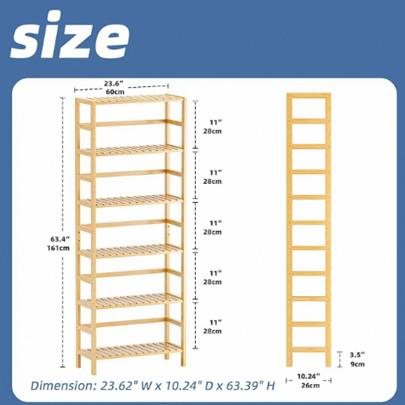 Bamboo Bookshelf Factory - 6 Tier Adjustable Bookcase