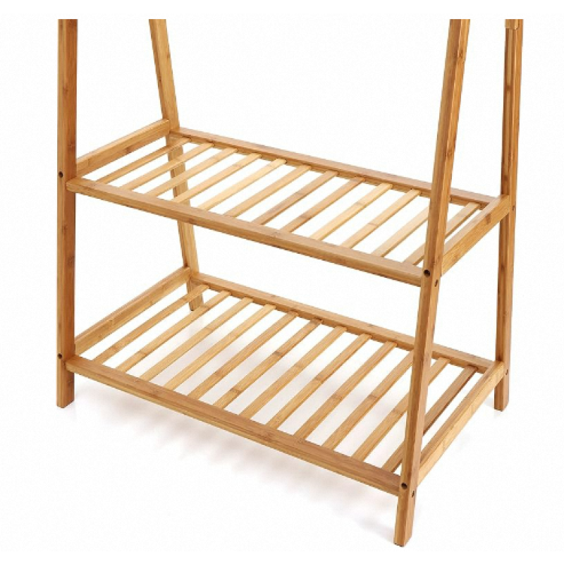 Bamboo Clothing Organizer Manufacturer - Double Tier Wardrobe Rack