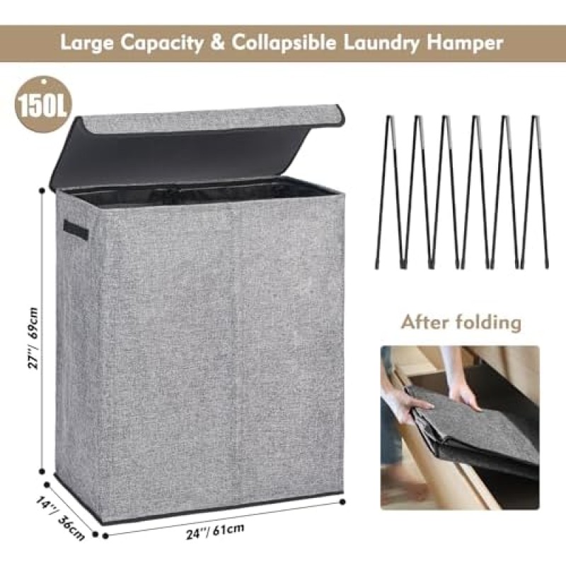 Bamboo Laundry Bag Supplier - 145L Lightweight Foldable with Lid