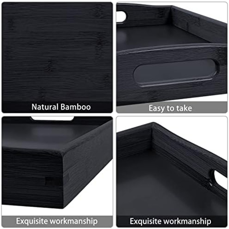 Bamboo Serving Tray Supplier - Black Handles Kitchen Platters