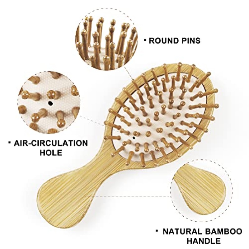 Bamboo Travel Brushes Manufacturer - 2 PCS Wooden Bristles Detangler